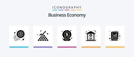 Economy Glyph 5 Icon Pack inklusive Analyse. Wachstum. hoch. Geld. Bank. kreatives Symboldesign vektor