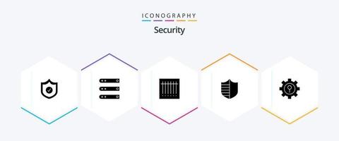 säkerhet 25 glyf ikon packa Inklusive skydd. nyckelhål. streckkod. skydda. säkerhet vektor
