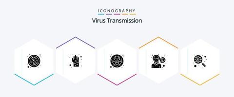 Virusübertragung 25 Glyphen-Icon-Pack inklusive Devirus. krank. bio. Schmerzen. Kopf vektor