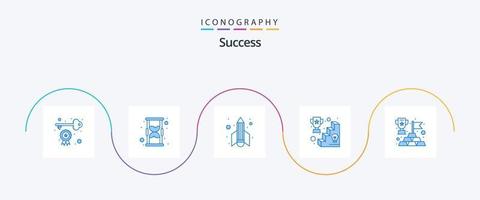 sucess blå 5 ikon packa Inklusive vinnare. pris. raket. topp lista. Framgång vektor