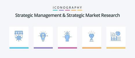 Strategisches Management und strategische Marktforschung Blue 5 Icon Pack inklusive Grafik. Preis. Mann. Medaille. Ziel. kreatives Symboldesign vektor