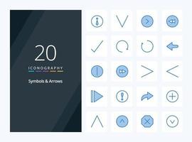 20 symboler pilar blå Färg ikon för presentation vektor