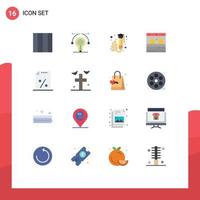 16 flaches Farbpaket der Benutzeroberfläche mit modernen Zeichen und Symbolen der Steuerfinanzierung Lerndokument Garage editierbares Paket kreativer Vektordesignelemente vektor