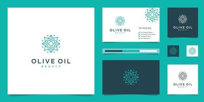 oliv träd och olja logotyp design och företag kort premie vektor