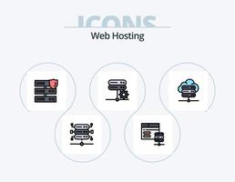 Webhosting-Linie gefüllt Icon Pack 5 Icon Design. Cloud-Netzwerk . löschen . Einstellung. Netzwerk vektor