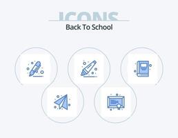 zurück zur Schule blau Icon Pack 5 Icon Design. Schule. Buchen. Zeichnung. Entferner. zurück zur Schule vektor