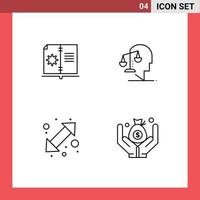 4 användare gränssnitt linje packa av modern tecken och symboler av bok pil instruktion mänsklig vänster redigerbar vektor design element