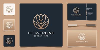 abstrakte blume der weiblichen schönheit mit linienkunststil. minimalistisches Logo für Salon, Mode, Hautpflege, Kosmetik, Yoga, Spa und Produkte. vektor