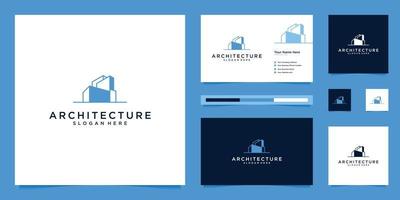architektonisches Logodesign und Visitenkartenvorlagen. abstrakte struktur von immobilien, gebäude, bau, wohnung. vektor
