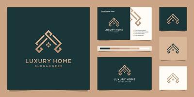 Luxus-Home-Linie für Immobilien, Gebäude, Bau, Eigentum. minimale Logo-Design-Vorlage und Visitenkarte vektor