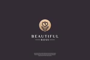 minimalistisches, elegantes Blumenrosen-Logo-Design vektor