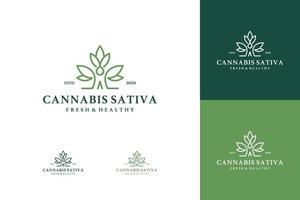 marihuana gesundheit medizinisches cannabis logo entwirft vektor hanf cbd ölextrakt grünes blatt