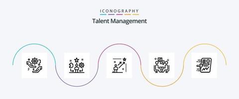 Talent Management Line 5 Icon Pack inklusive Chat. Treffen. Stern. Erfolg. Stern vektor