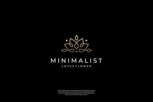 minimalistisk elegant lotus blomma logotyp design med linje konst stil vektor