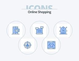 Online-Shopping blau Icon Pack 5 Icon Design. Einkaufen. Wagen. Einkaufen. ai. Zahlung vektor