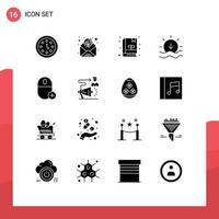 fast glyf packa av 16 universell symboler av grej datorer bok Lägg till solnedgång redigerbar vektor design element