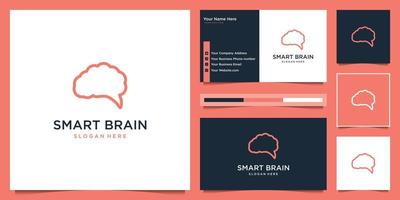 Brain-Tech-Logo-Design-Vorlage. minimales smart brain logo design und visitenkarte. vektor