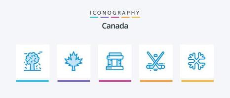 Canada Blue 5 Icon Pack inklusive Schneeflocken. Olympia. Wahrzeichen. Eis. Spiel. kreatives Symboldesign vektor