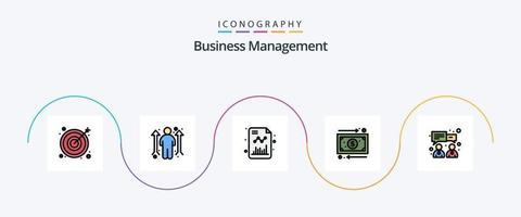 företag förvaltning linje fylld platt 5 ikon packa Inklusive finansiera. företag. Diagram. pengar. kontanter vektor