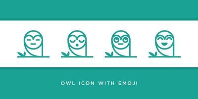 söt Uggla och emoji logotyp design vektor
