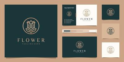 minimalistische elegante blumenrose luxus-schönheitssalon, mode, hautpflege, kosmetik, yoga und spa-produkte. Logo-Design und Premium-Vektor für Visitenkarten vektor