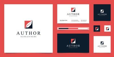 platt minimalistisk företags- fjäder, författare, skapare, signatur logotyp design vektor och företag kort.