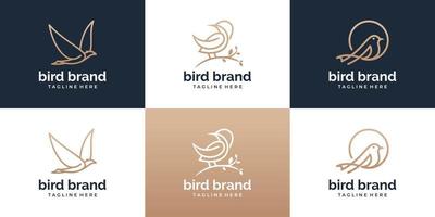 uppsättning av fågel logotyp mall med linje konst stil. kreativ abstrakt fågel logotyp samling. vektor