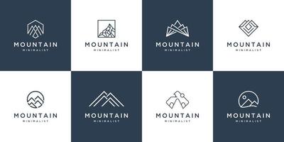 Set Collection Mountain Logo Design einfacher linearer Vektor modernes Konzept, Finanz-, Buchhaltungs-, Geschäfts-, Reise- und andere Unternehmen