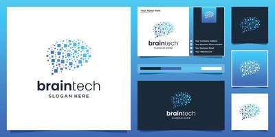 Design des Gehirnverbindungslogos. Digital Brain Tech Logo eine Visitenkarte. vektor