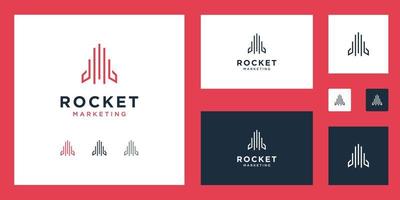 Abstraktes Raketenmarketing, klare Linien, einfache Logodesign-Inspiration vektor