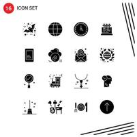 16 kreative Symbole moderne Zeichen und Symbole der Zellwissenschaft Uhr Chemielabor editierbare Vektordesign-Elemente vektor