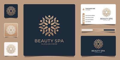 abstrakt blomma logotyp mall med gyllene begrepp för skönhet salong, spa, meddelande, friska vård, och yoga. lyx branding logotyp design och företag kort. vektor