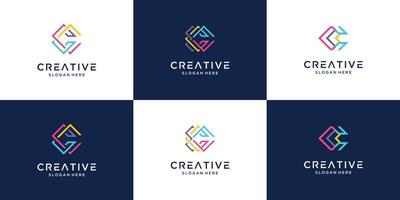 uppsättning av kreativ första brev c colorfully logotyp design samling. vektor