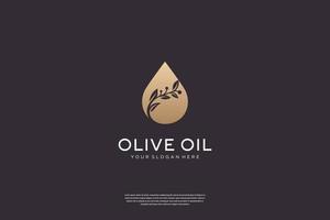 olivenöl- und blattbaum-logo-design mit negativem raumstil vektor
