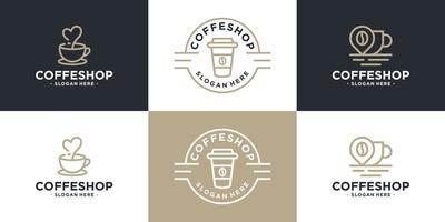 uppsättning av kaffe kopp logotyp design mall. kreativ ikon logotyp för märka produkt, Lagra eller Kafé. vektor