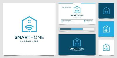 kreatives Smart Home mit Wireless-, Signal-, Remote- und Home-Icon. innovatives Logo-Design und Visitenkarte. vektor