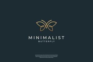 minimalistisk elegant fjäril logotyp design med liner vektor