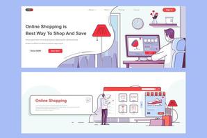 Online-Shopping-Landing-Pages eingestellt. vektor