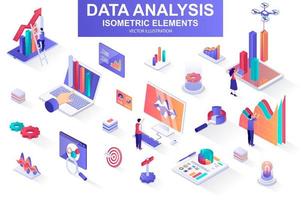 dataanalysbunt med isometriska element. vektor