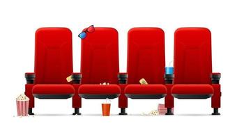 realistische detaillierte 3d-rote kinositze. Vektor