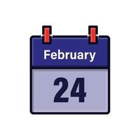 24. februar, kalendersymbol. Tag Monat. Besprechungstermin. Datum des Veranstaltungsplans. flache vektorillustration. vektor
