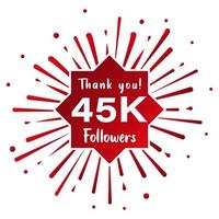 Danke 45.000 Follower. Social-Media-Konzept. Feiervorlage für 45.000 Follower. Vektordesign vektor