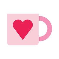 Vektor Valentinstag rosa Kaffeetasse flachbild Symbol zu isolieren