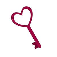 hand dragen hjärtformade nyckel för valentine dag. design element för affischer, hälsning kort, banderoller och inbjudningar. vektor