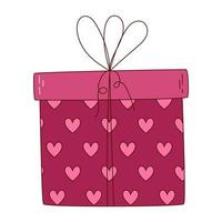 handgezeichnete geschenkbox zum valentinstag. Gestaltungselemente für Poster, Grußkarten, Banner und Einladungen. vektor