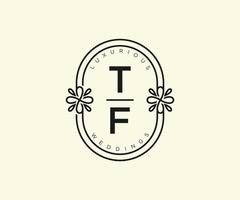 tf initialer brev bröllop monogram logotyper mall, hand dragen modern minimalistisk och blommig mallar för inbjudan kort, spara de datum, elegant identitet. vektor