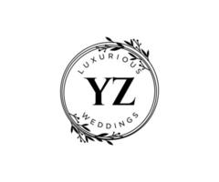 yz initialer brev bröllop monogram logotyper mall, hand dragen modern minimalistisk och blommig mallar för inbjudan kort, spara de datum, elegant identitet. vektor