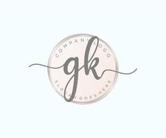 första gk feminin logotyp. användbar för natur, salong, spa, kosmetisk och skönhet logotyper. platt vektor logotyp design mall element.