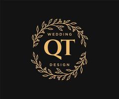 qt initialen brief hochzeit monogramm logos sammlung, handgezeichnete moderne minimalistische und florale vorlagen für einladungskarten, save the date, elegante identität für restaurant, boutique, café im vektor