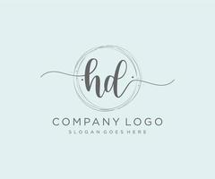 första hd feminin logotyp. användbar för natur, salong, spa, kosmetisk och skönhet logotyper. platt vektor logotyp design mall element.